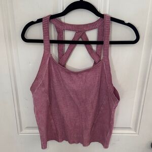 POL Pink Ribbed Tank Top